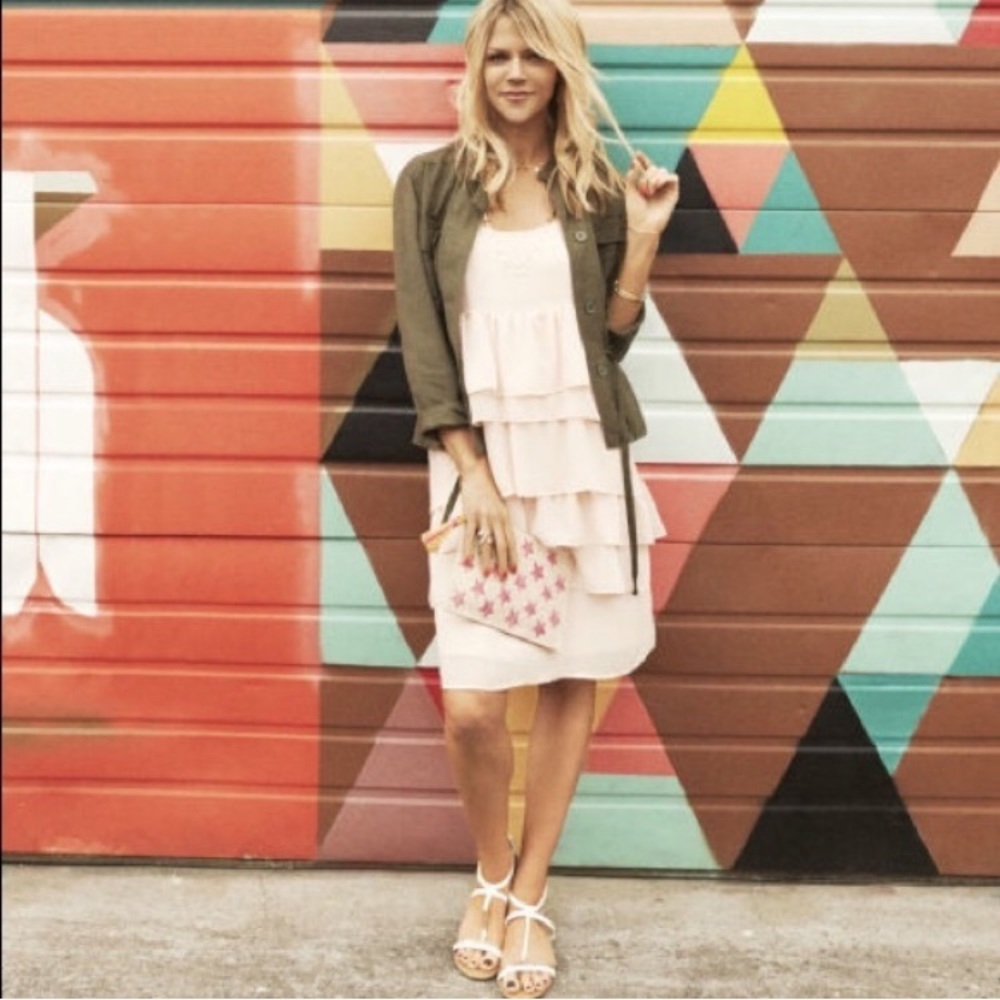 Who What Wear Blush Pink Ruffle Dress